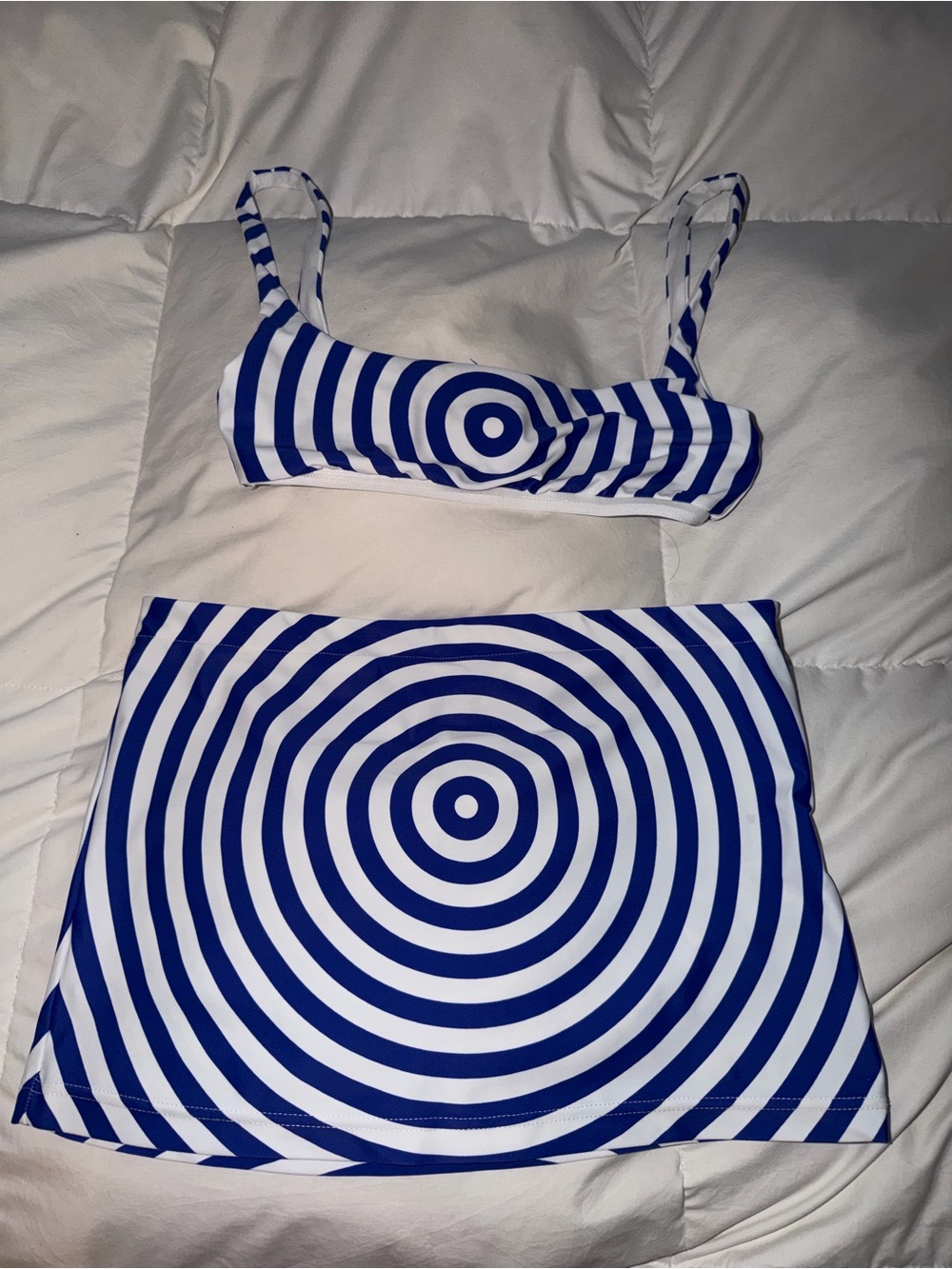 Jean Paul Gaultier Blue and White Concentric Circle Mini Skirt